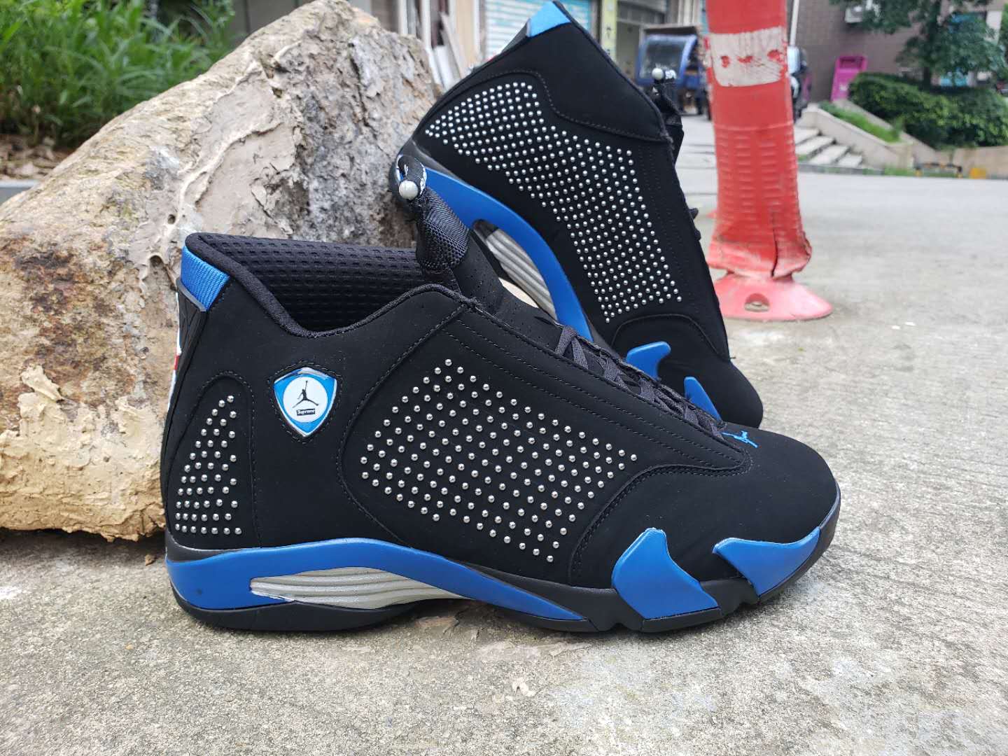 2019 Supreme x Air Jordan 14 Black Blue - Click Image to Close